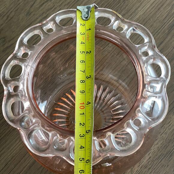 Vintage Old Colony Pink Depression Glass Bowl Jar Open Lace 1930s Anchor Hocking - Picture 3 of 12